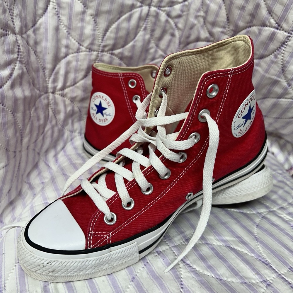 Converse Chuck Taylor All Star High Top Sneakers Red Canvas Men's 8 Women's 10